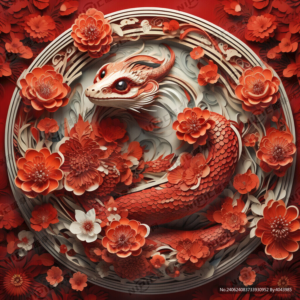 2025 蛇 唯美红色 春节