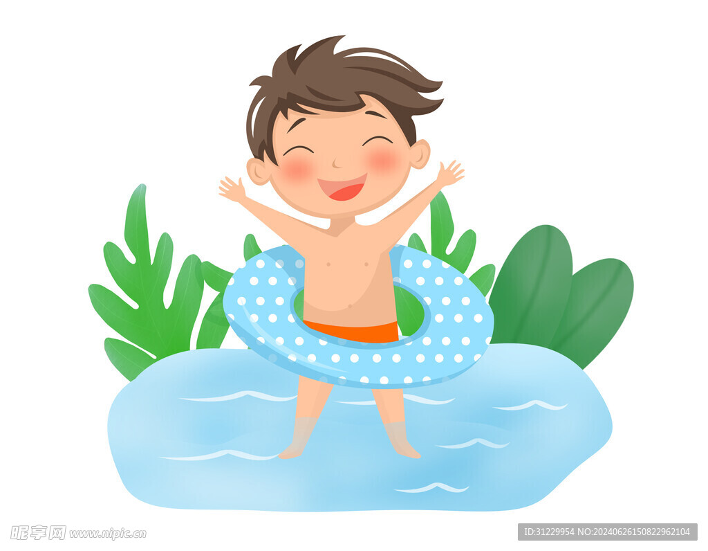  男孩游泳