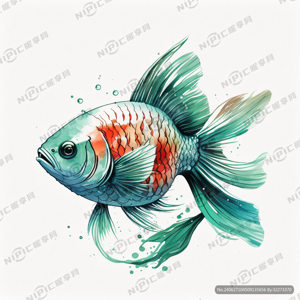 海带鱼 线条流畅 彩绘