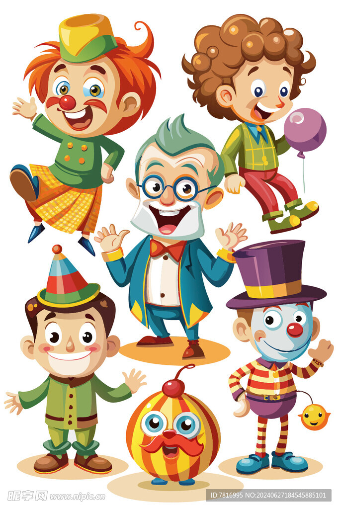 愚人节小丑老人小孩