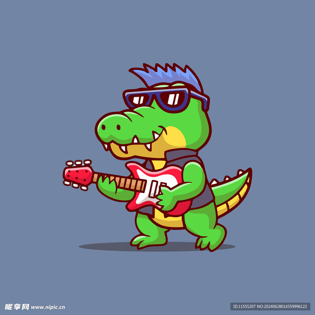 可爱鳄鱼矢量卡通插画