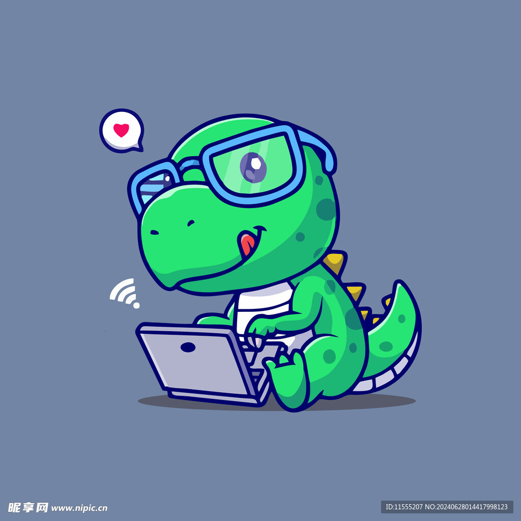 可爱霸王恐龙矢量卡通插画