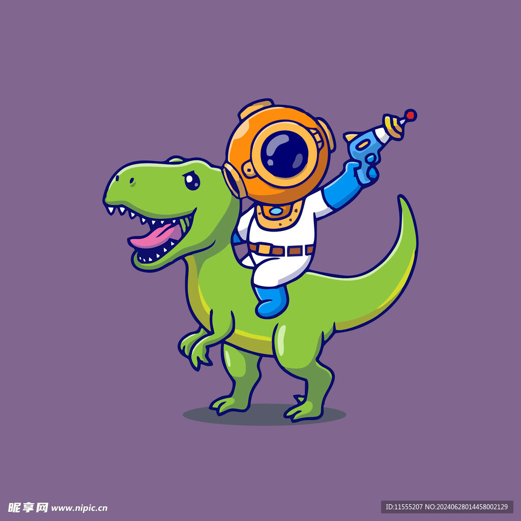 可爱潜水员矢量卡通插画