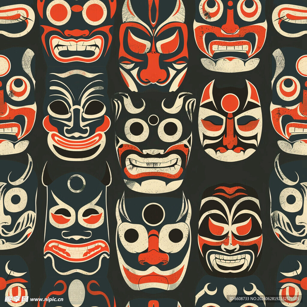 面具日式风格背景素材