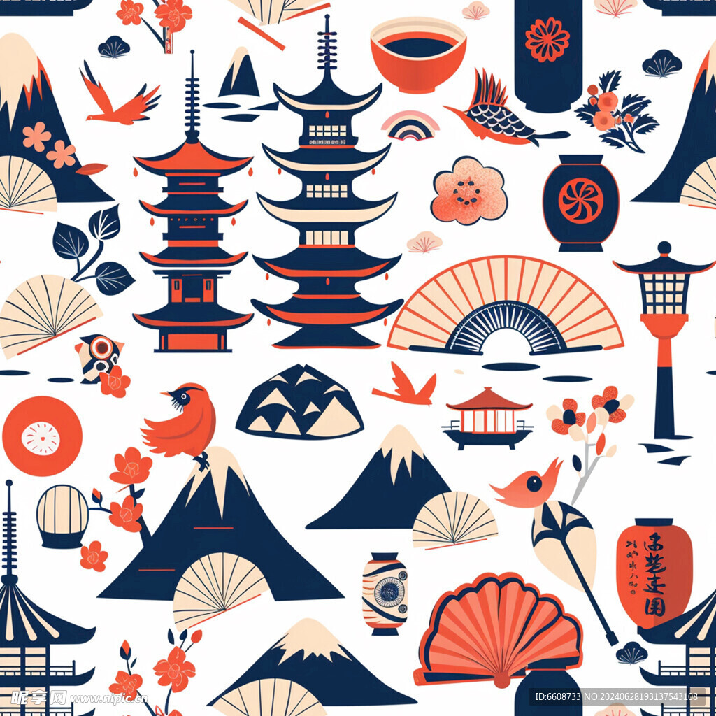 高塔日式风格背景