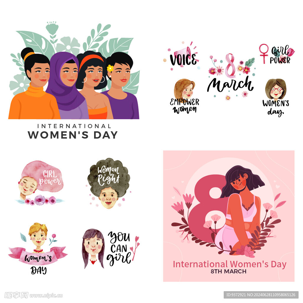 矢量妇女节海报元素