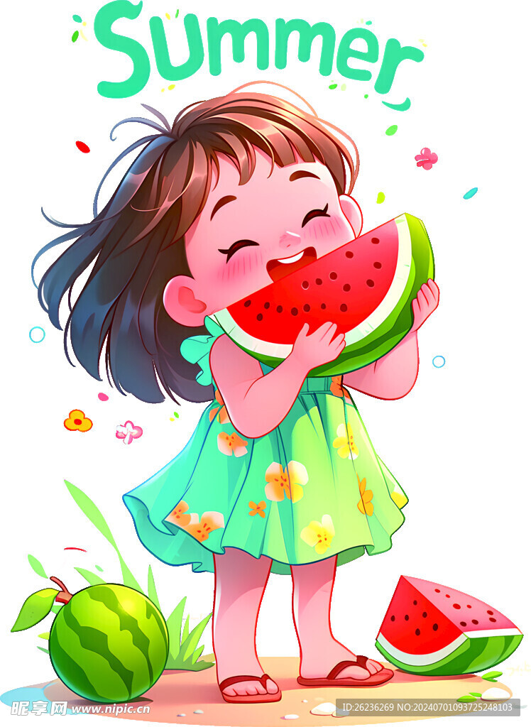 吃西瓜女孩