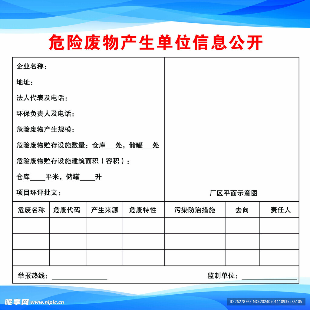 危险废物产生单位信息公开