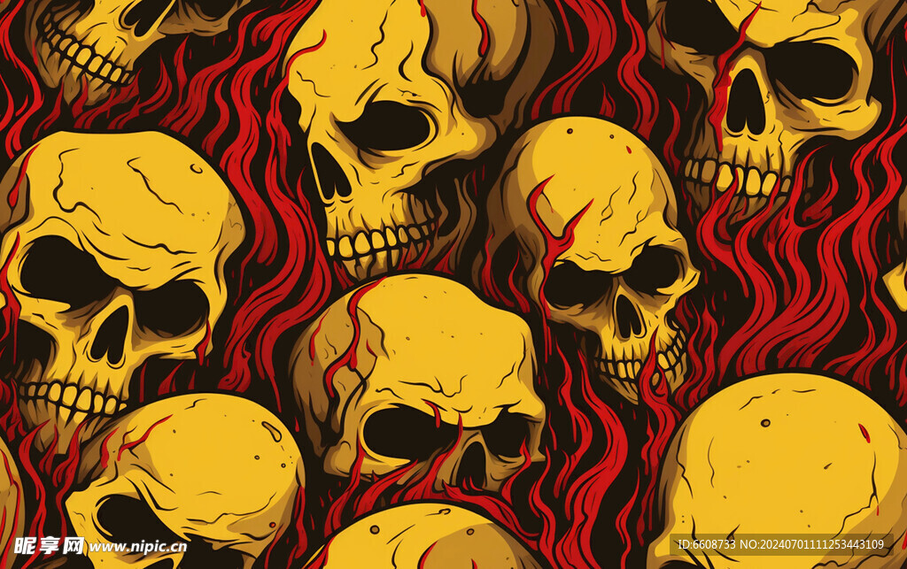 哥特朋克骷髅背景图案