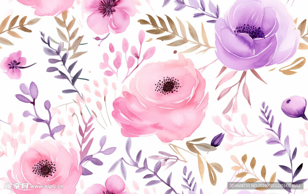 花朵鲜花水彩画