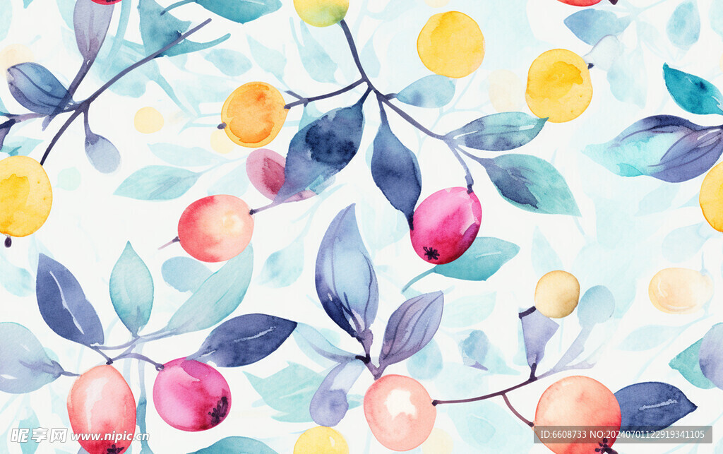 水果水彩画水墨画