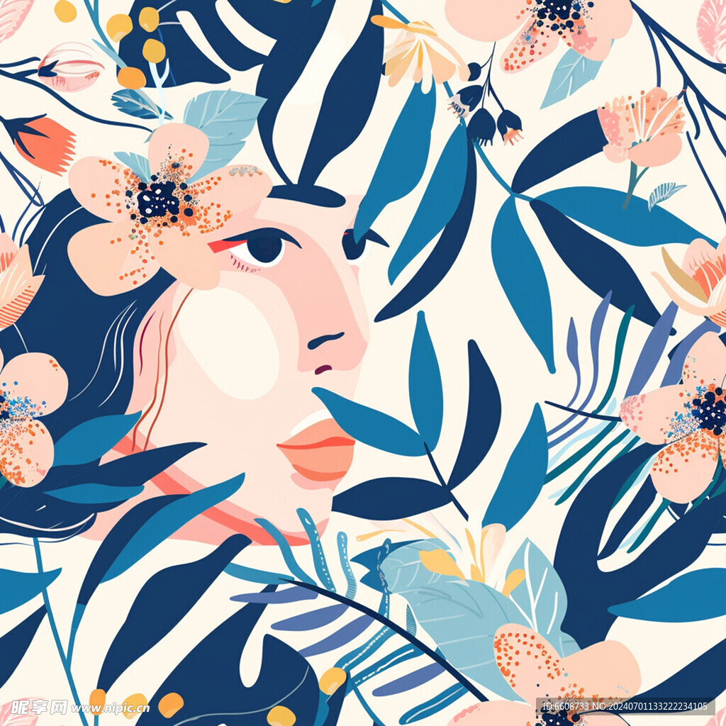 美女鲜花背景素材