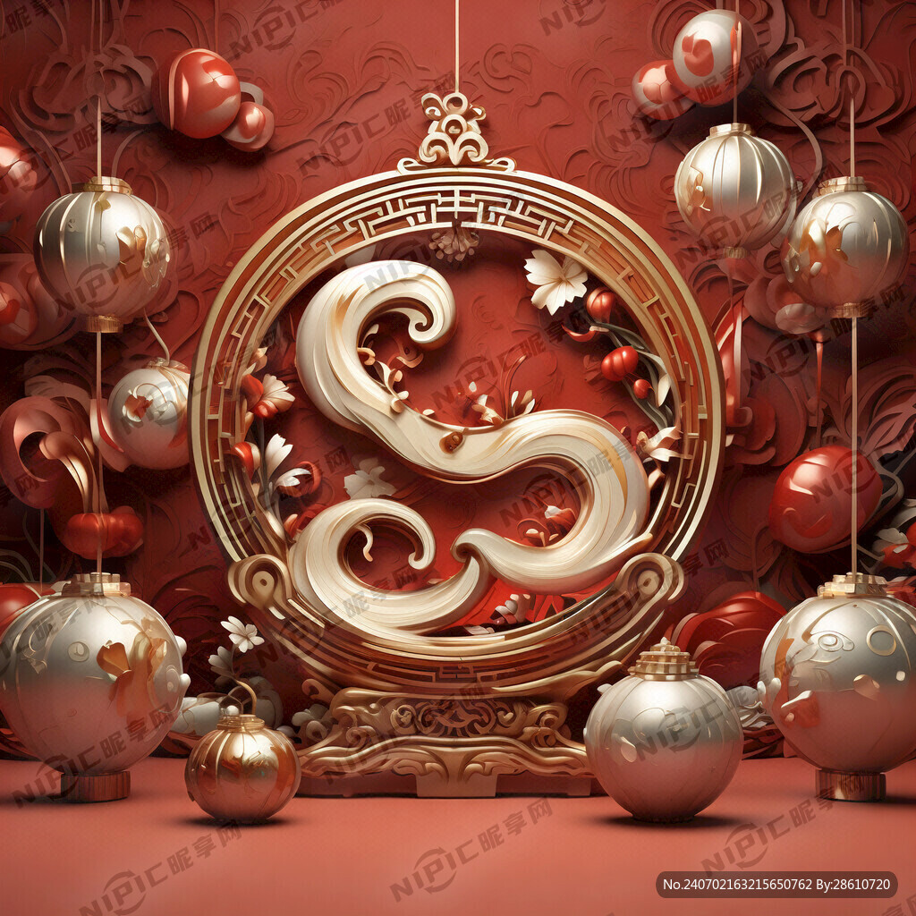 新年快乐 膨胀3D效果