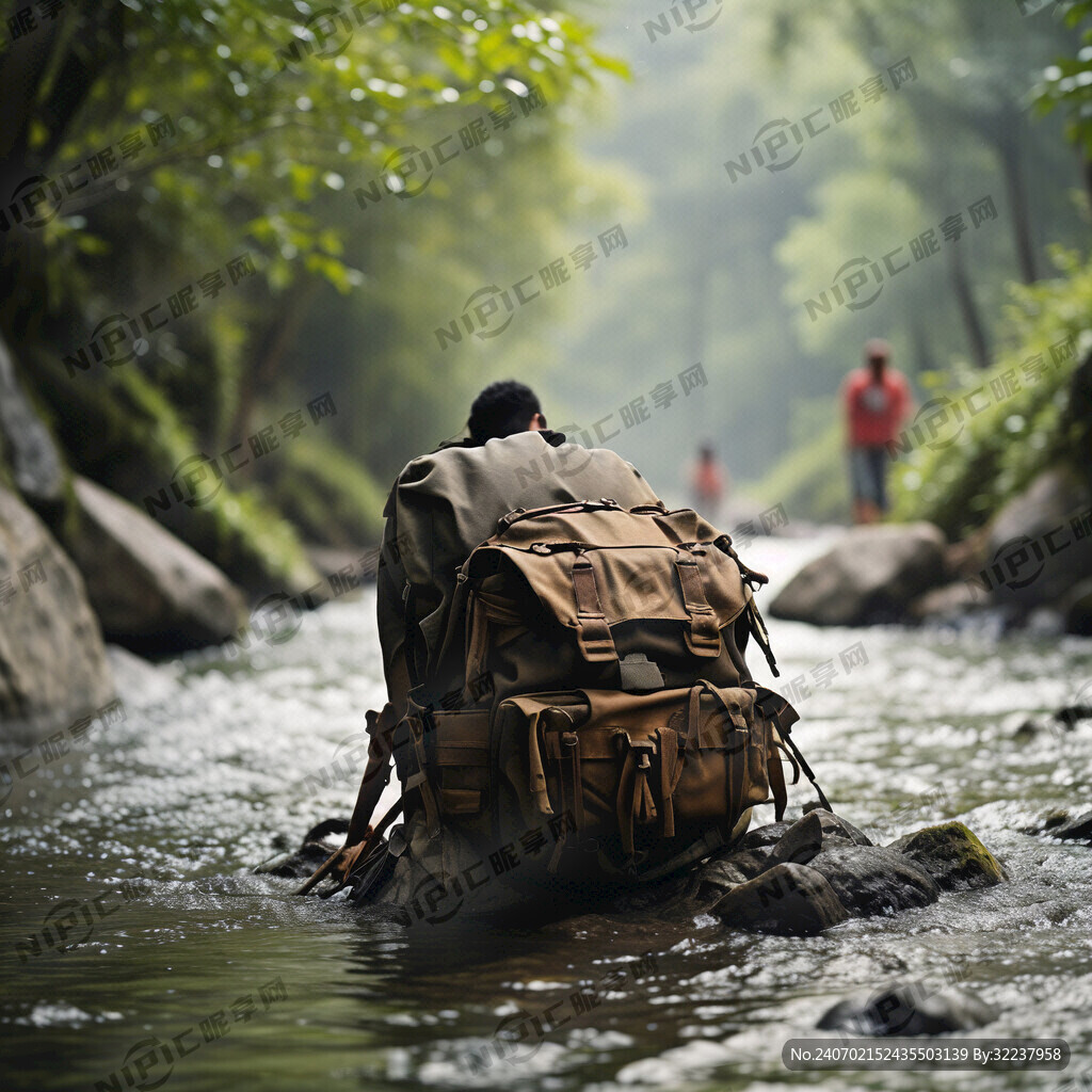 溯溪人物 真实 风景