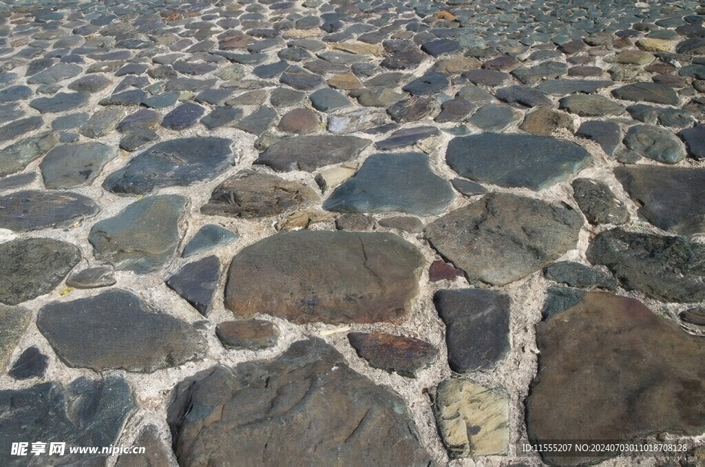 石块路面马赛克背景纹理素材