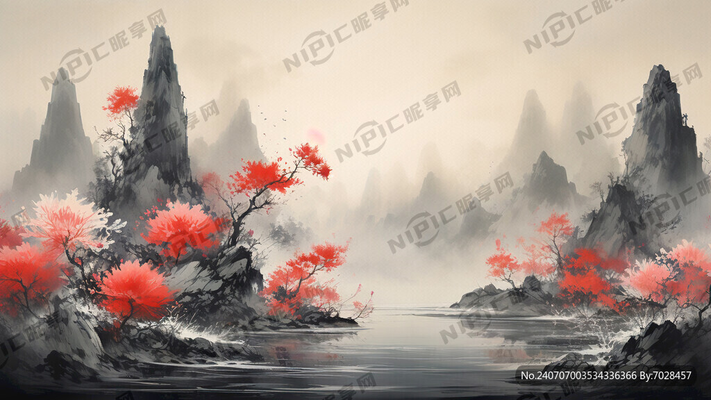 抽象的山水与花 飘渺虚幻