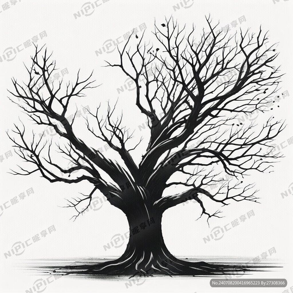 黑白 树干 树枝 简单 线条