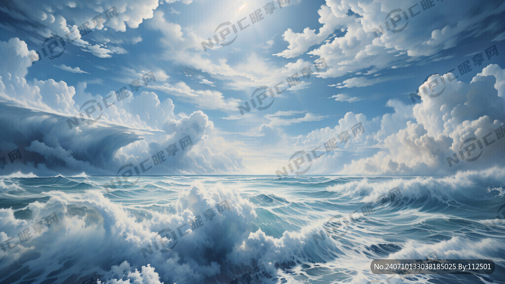 蓝天白云 海浪 整体色调 白点