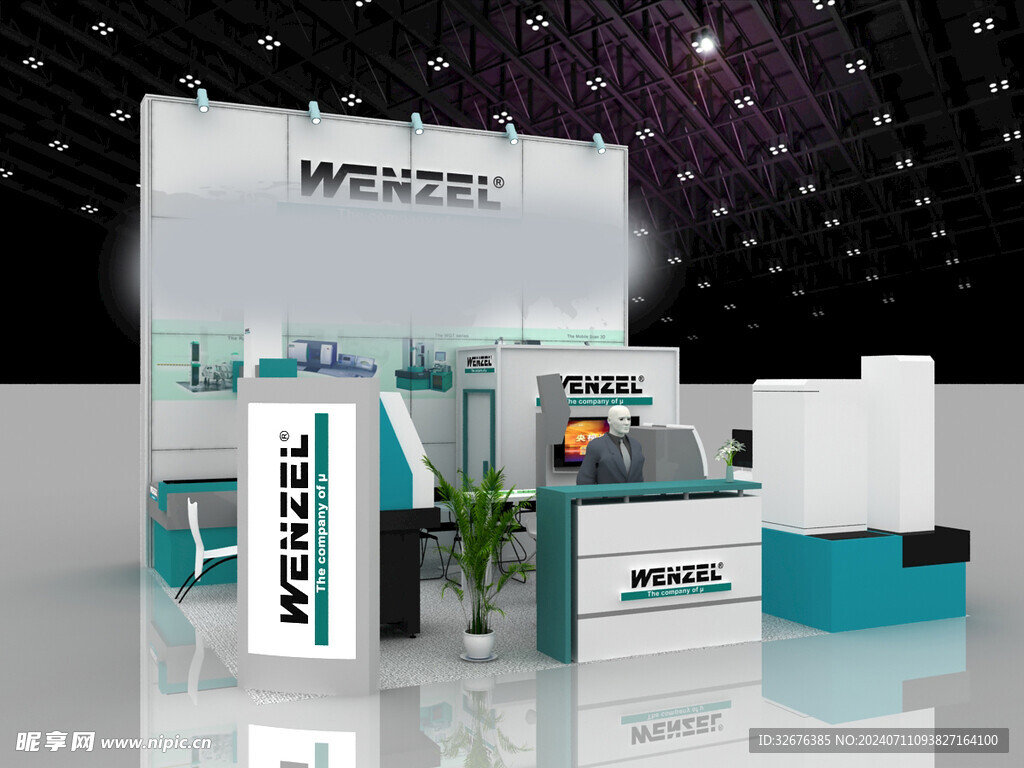 展览3D模型 三面开口