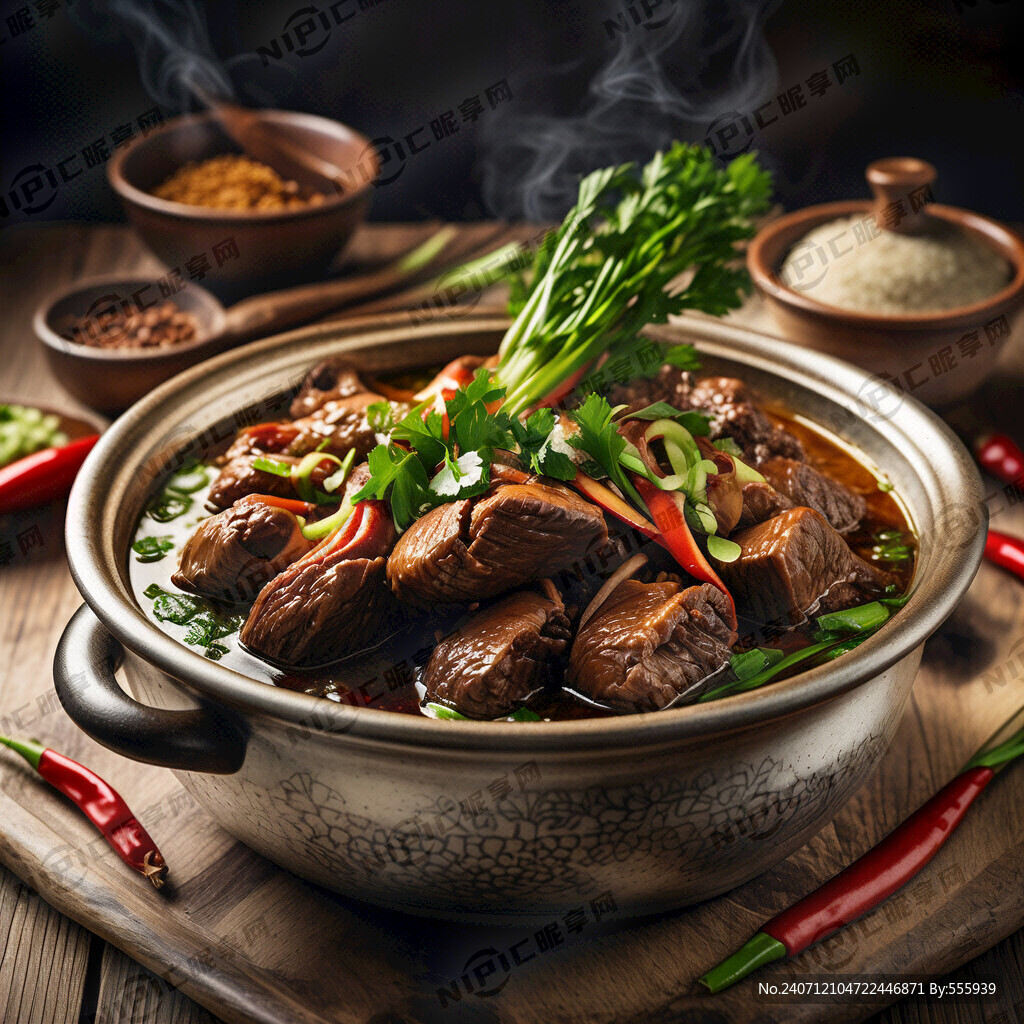 沸腾的锅 满满一锅狗肉