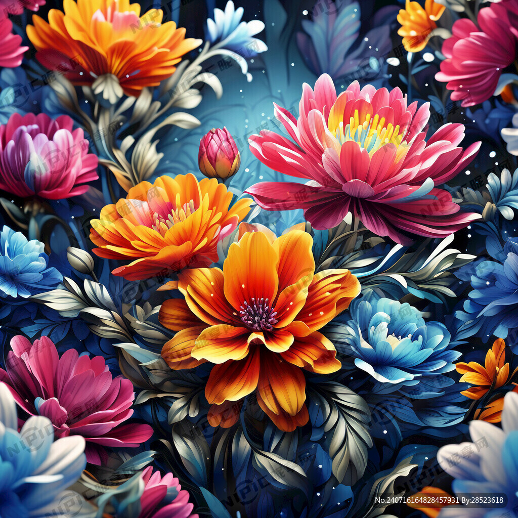 3D高清数码印花花卉