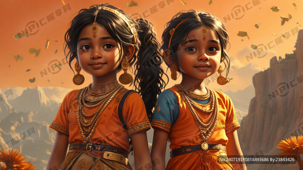 两个可爱印度风女孩 科幻 金币