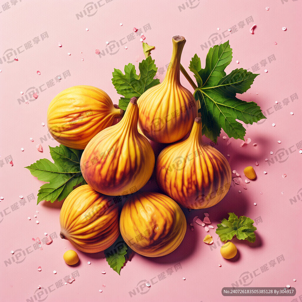 黄色无花果 粉色背景