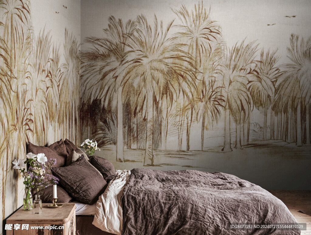 墙布壁画效果图图片