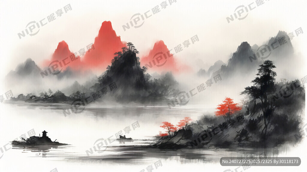 生成一幅90年代的中国山水画