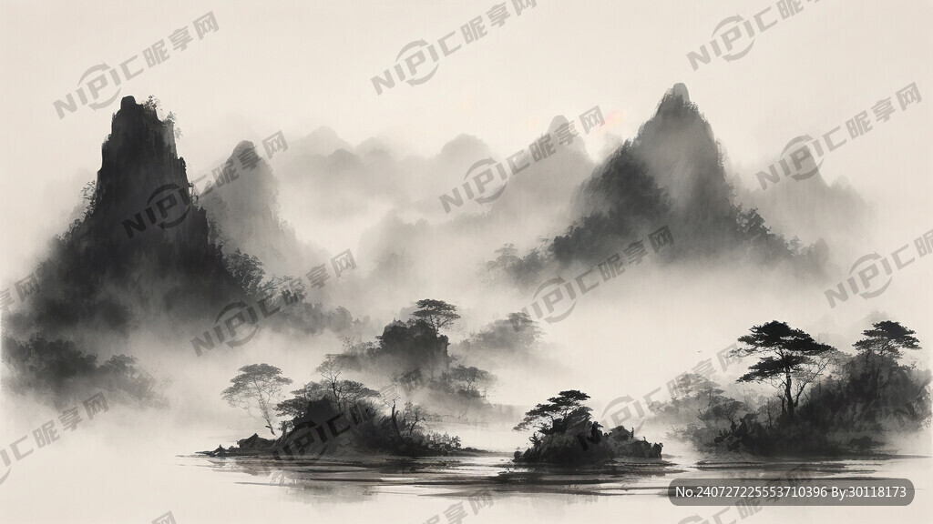 生成一幅90年代的中国山水画