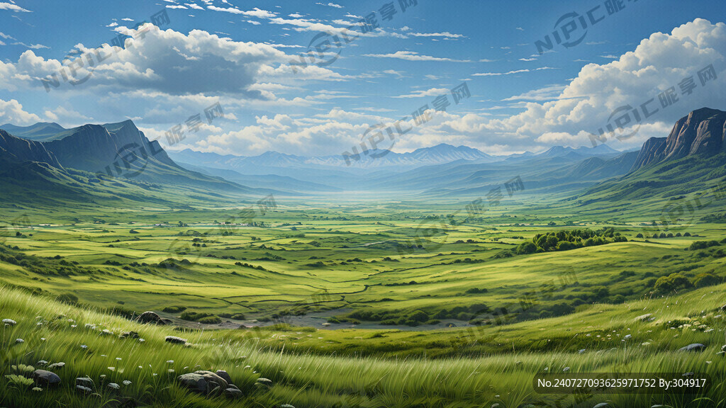 青青草原 蓝天 高山