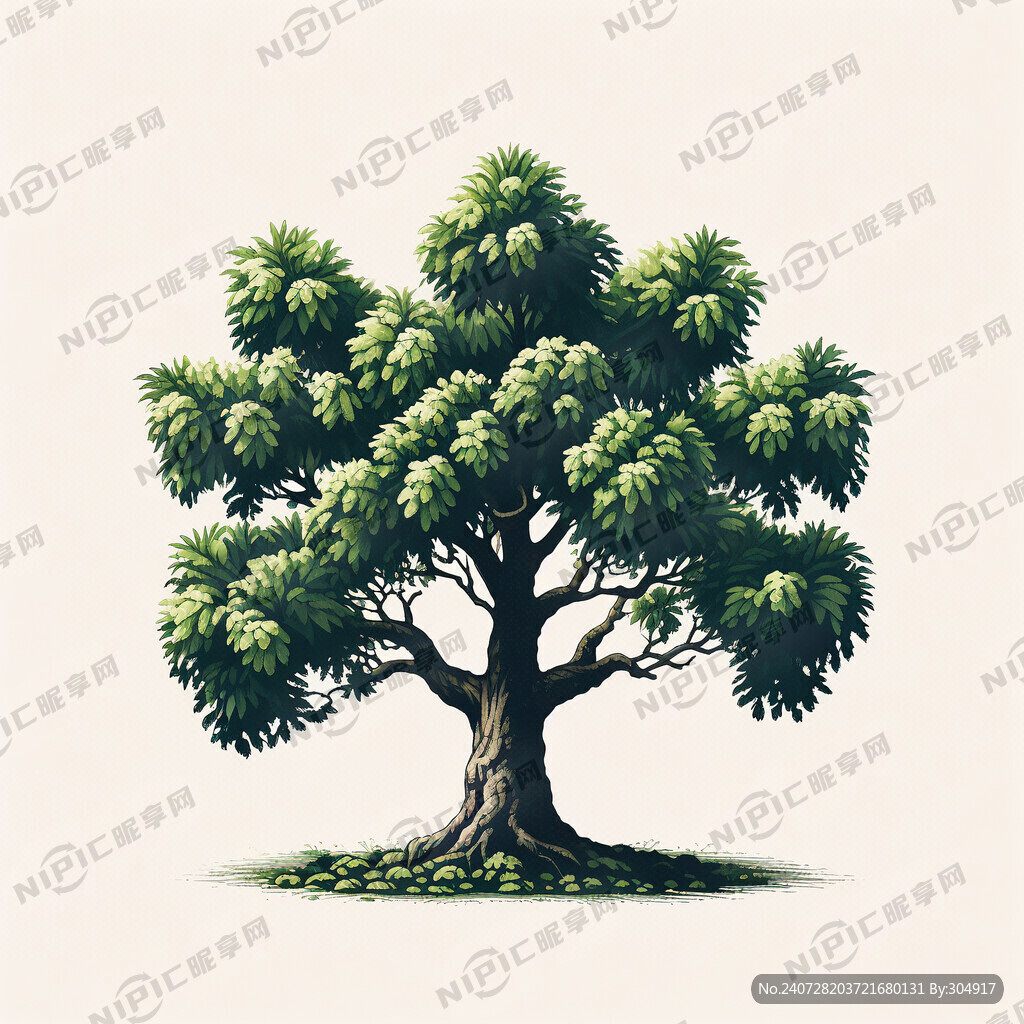 核桃树 纯色背景