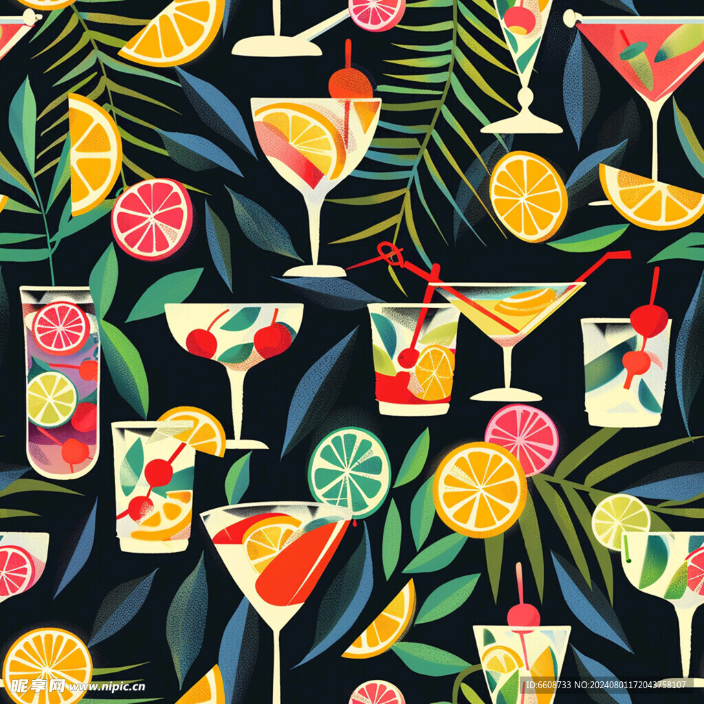 鸡尾酒果汁饮料调制酒素材