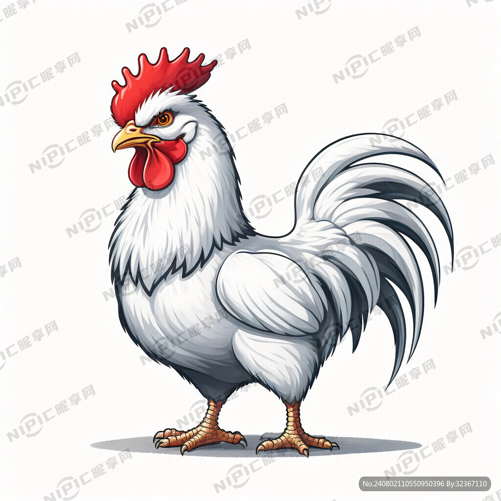 白色大公鸡 红色冠子 竖大拇指