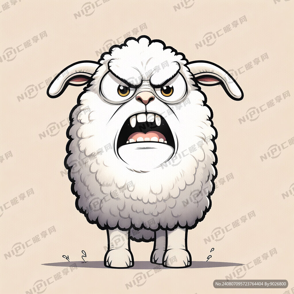 卡通羊 生气的羊 怒气冲冲