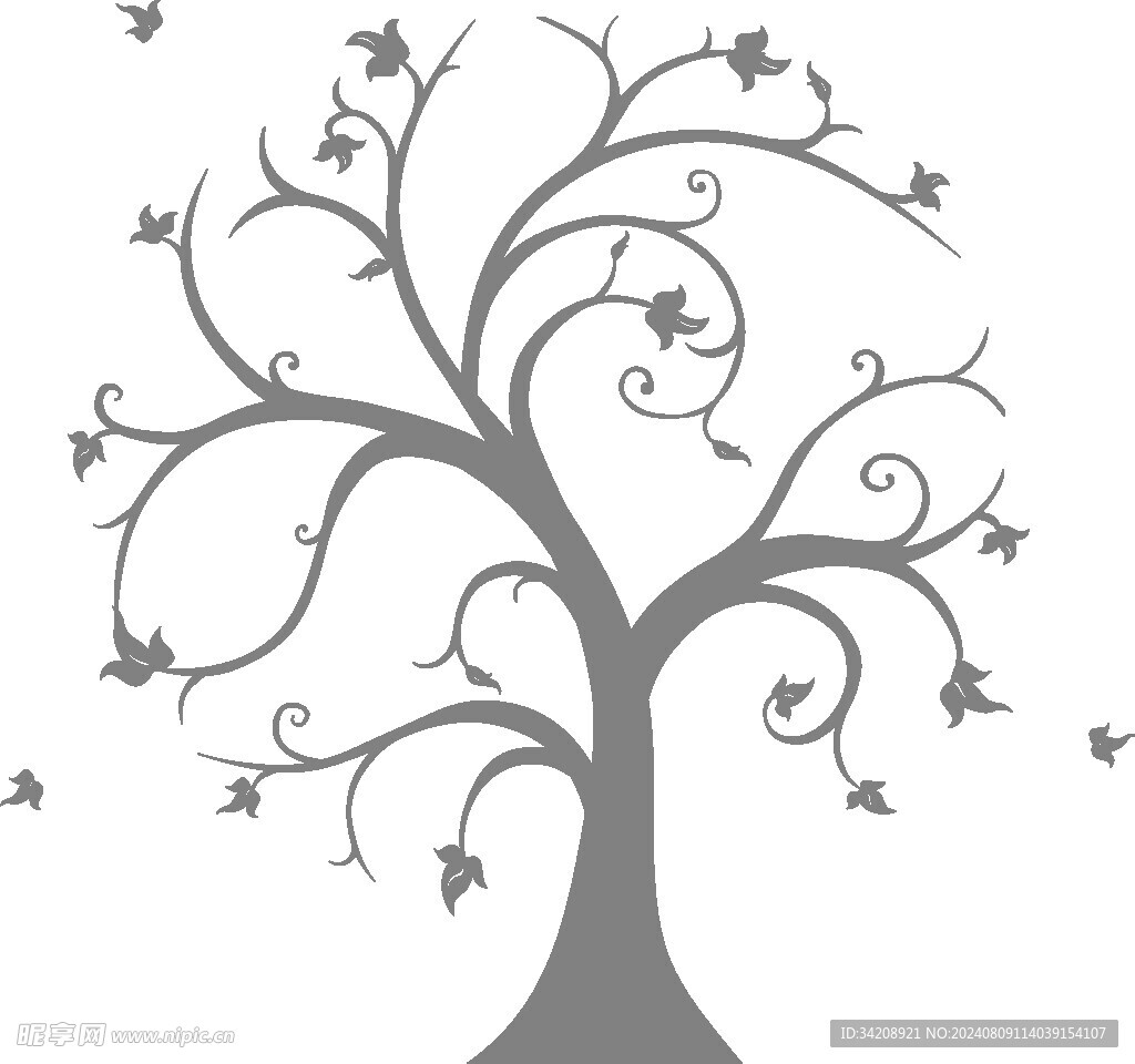 柔美感树阴影剪影