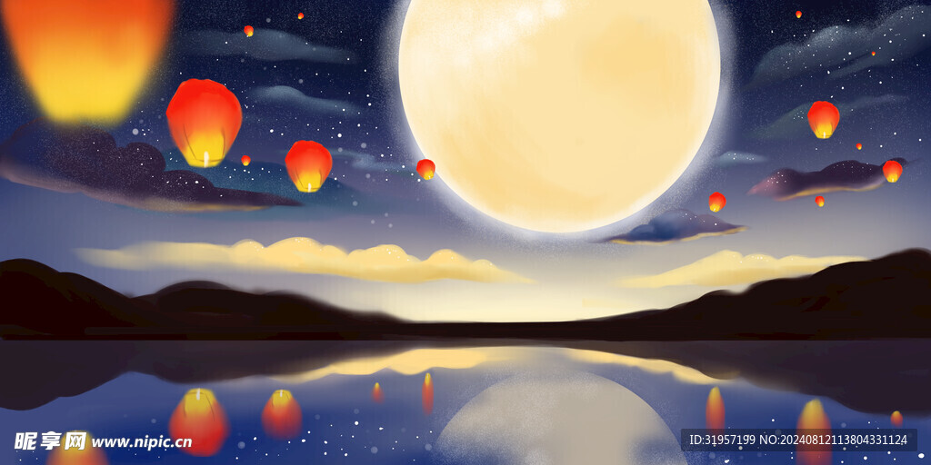中秋节插画背景