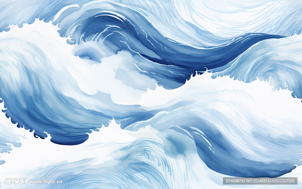 海浪抽象画背景素材