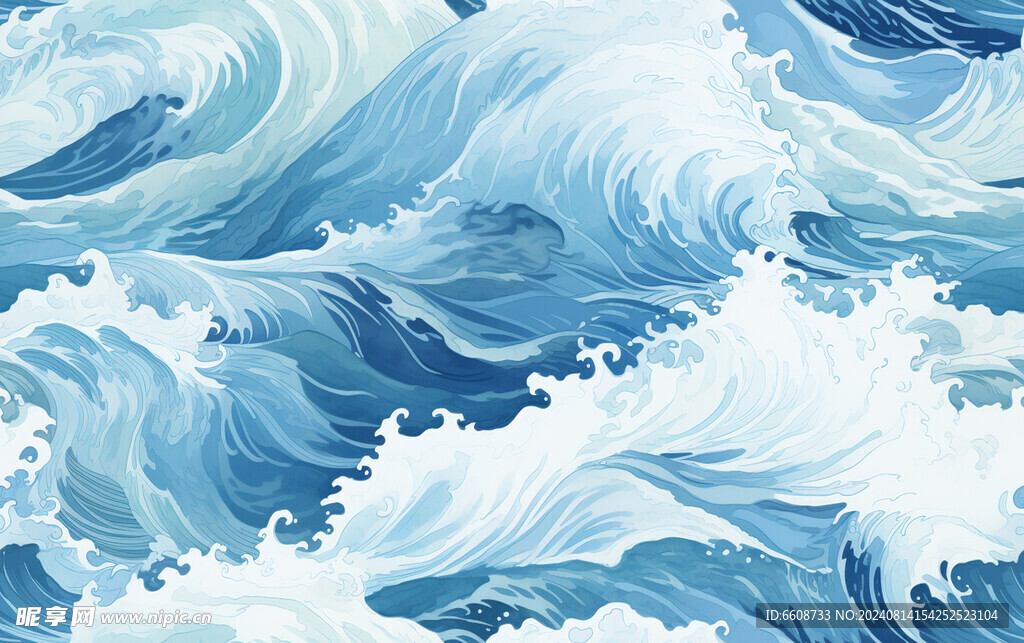 海浪抽象画背景素材