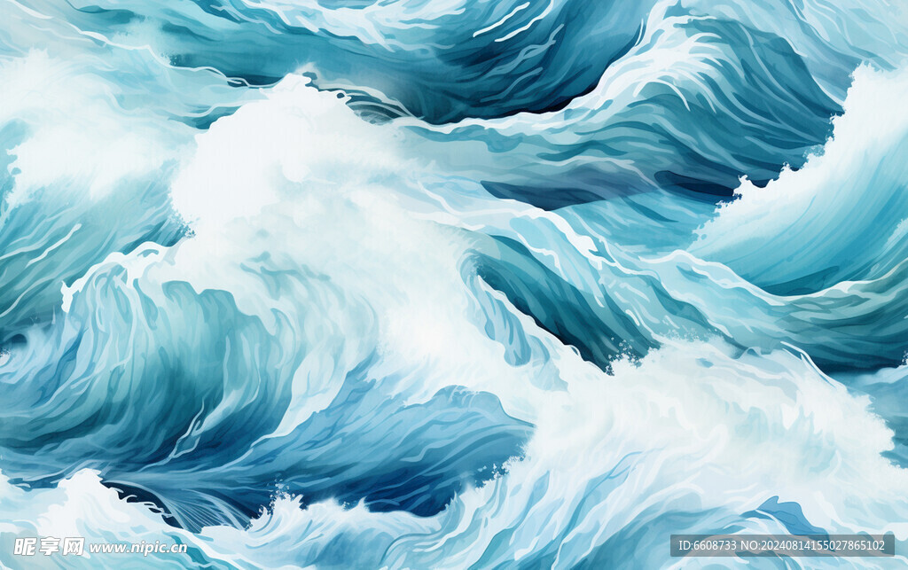 海浪抽象画背景素材