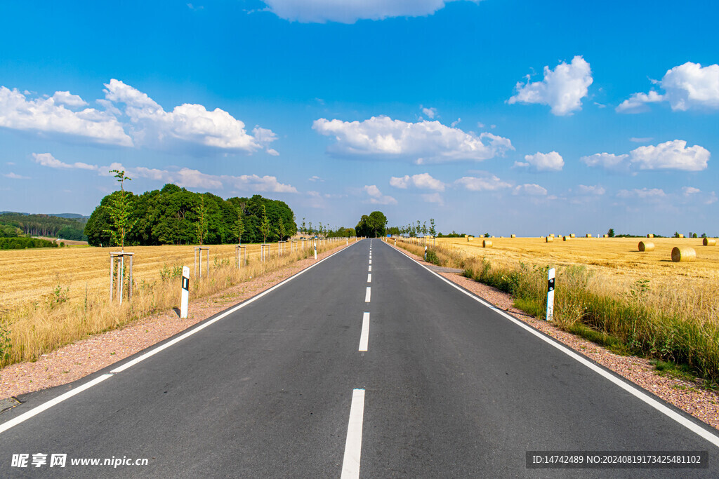 乡村笔直柏油路