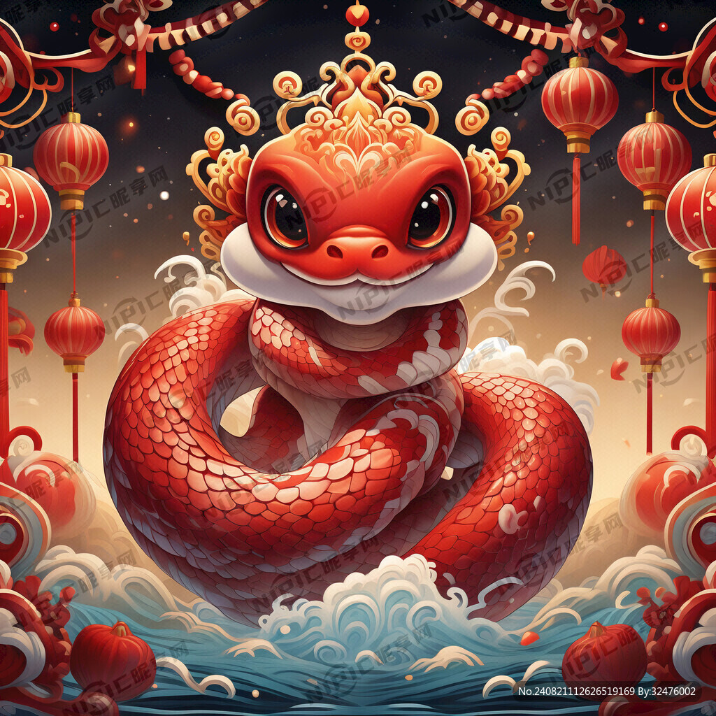 蛇 最佳画质 可爱 喜庆 红色