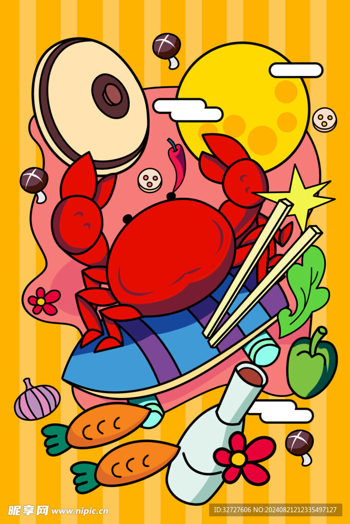 中秋节国潮风美食海报