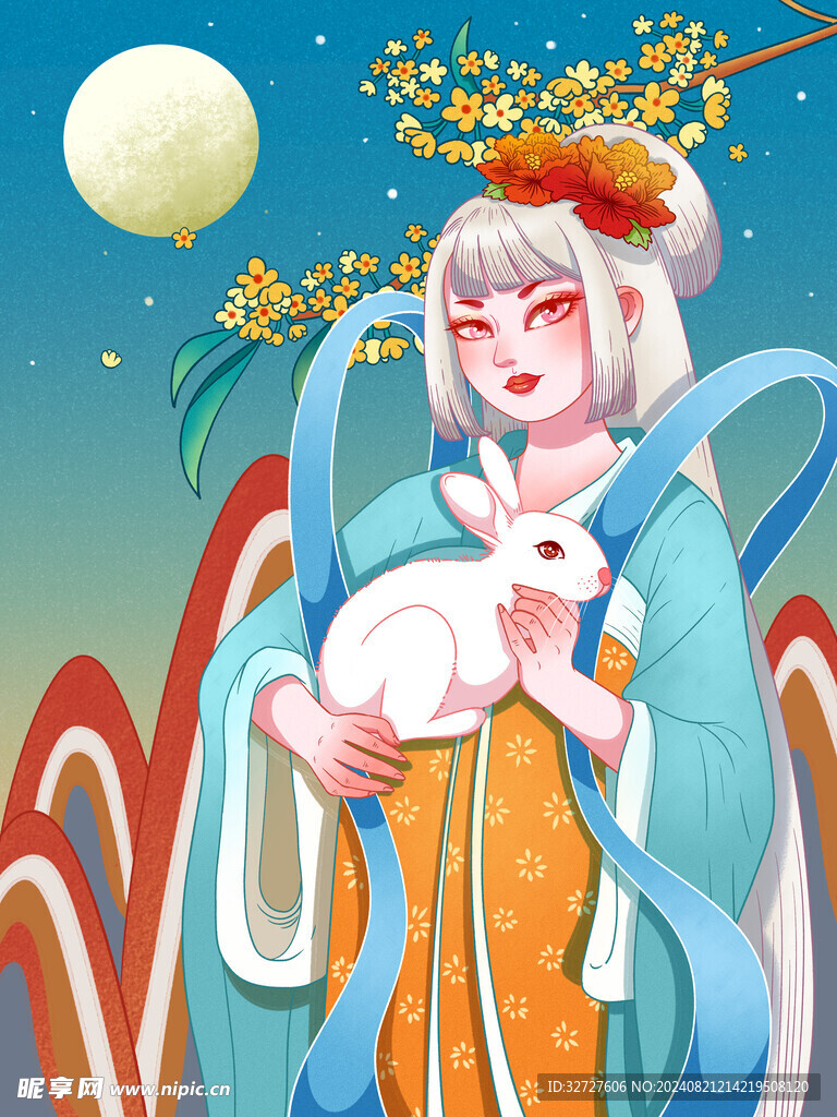 中秋节国潮风插画