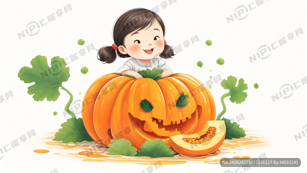 白色背景贝贝南瓜切开