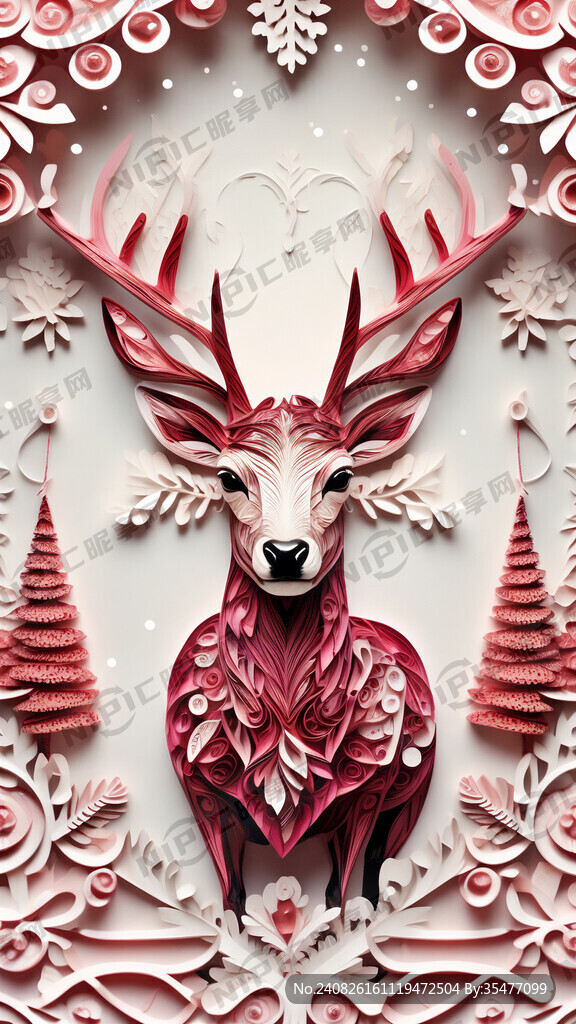 衍纸艺术 圣诞节 唯美粉红色