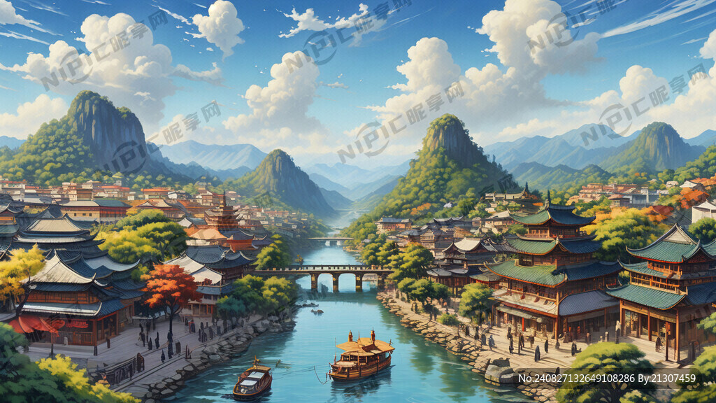 上杭印象 多景点融合 蓝天白云