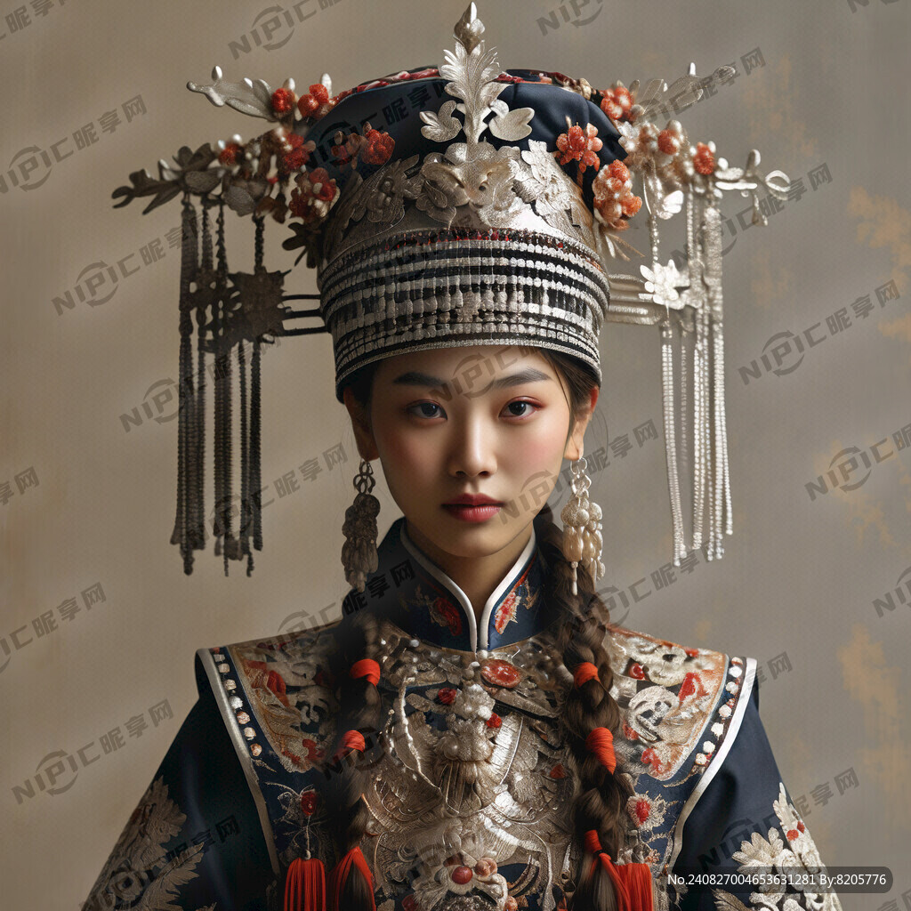 仿霸王茶姬标准的苗族头饰正面少