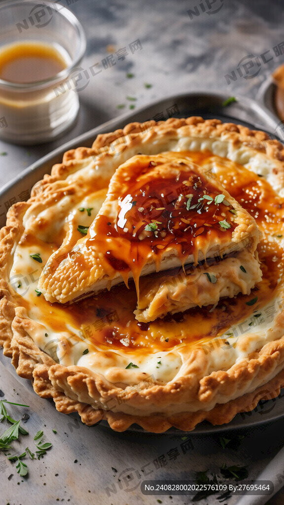 金色蛋挞酥皮 拉丝芝士酱汁肉派