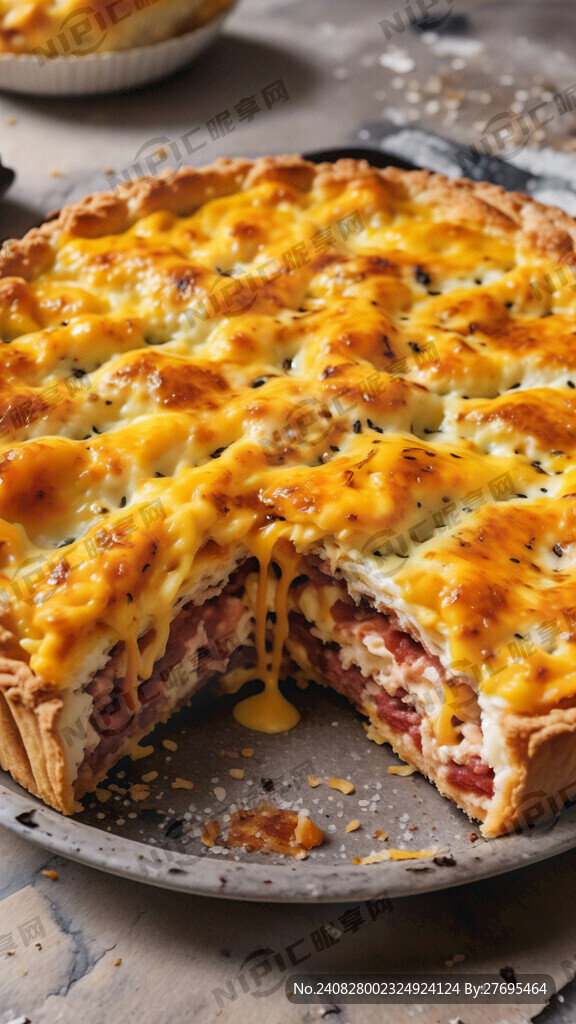 金黄色蛋挞酥皮 拉丝芝士肉派